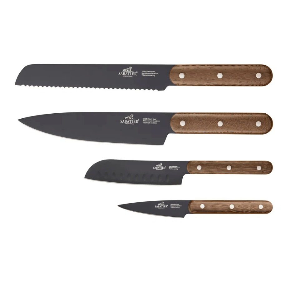 Knivsæt Phenix Walnut 4 dele Sort/valnøddetræ